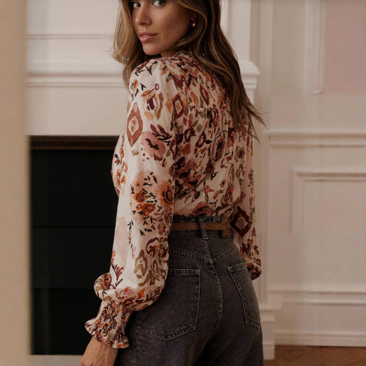 Lotus Collar Top Comfortable Classic Nostalgic French Shirt