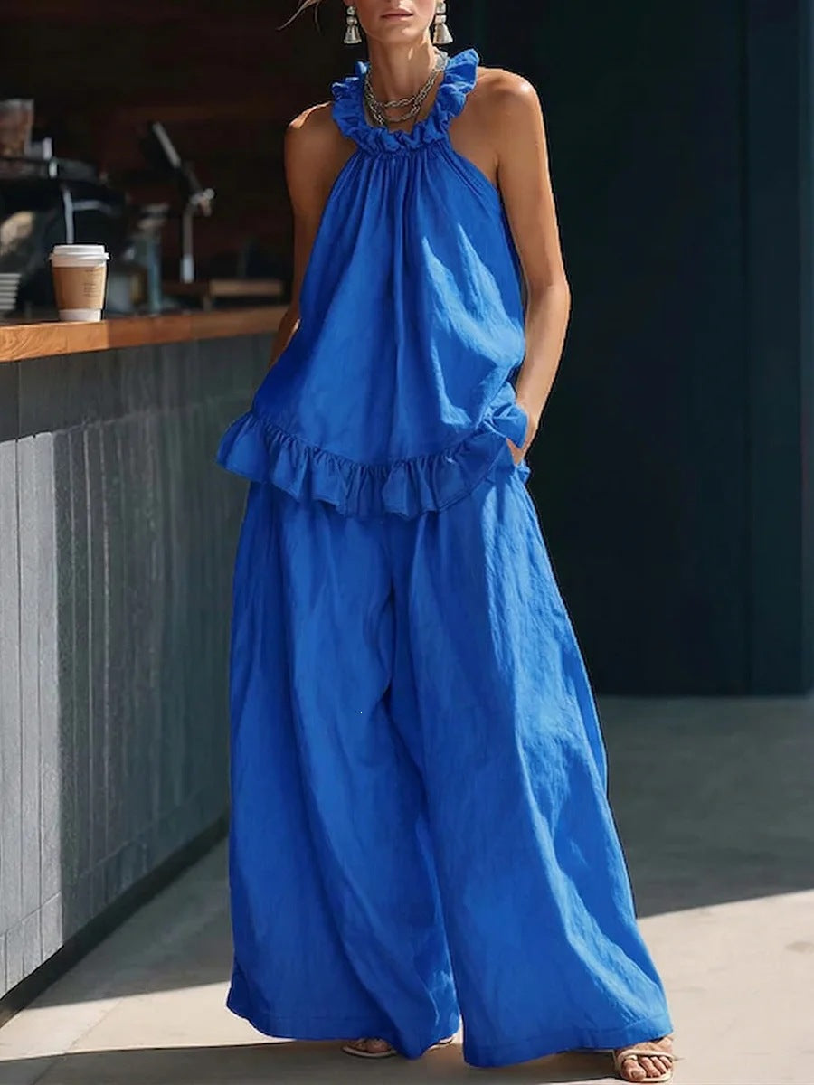 SpringSummer Halterneck Loose Casual Womens Set