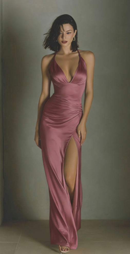 French-style Sexy Satin Maxi Dress For Women
