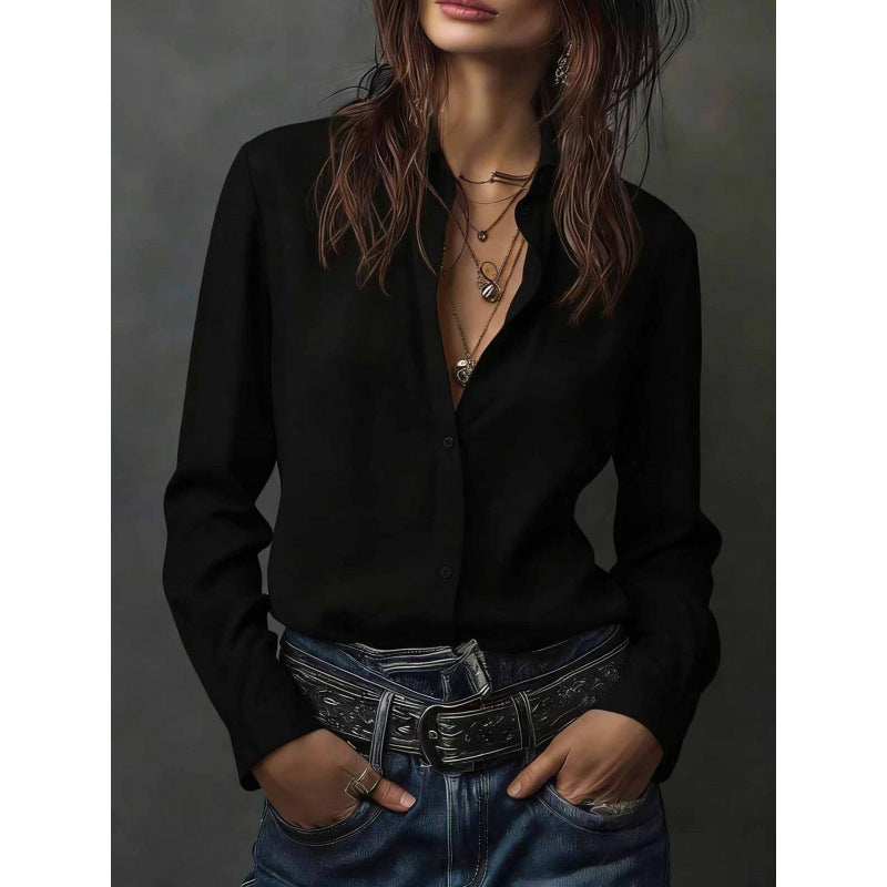 Same-color Same-size Casual Western-style Womens Blouse New Style